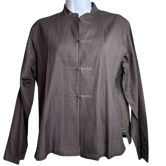 Rajesh Pratap Singh Tops - Rajesh Pratap Singh Brown Button Up Mandarin Collar Top Size L Indian‎ Cotton